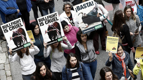 Manifestación de Libertad Animal Navarra en Pamplona, el pasado 1 de julio. EFE