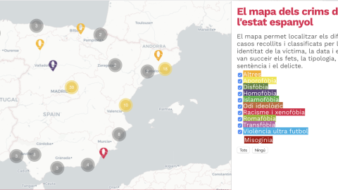 Mapa dels crims d'odi a l'Estat espanyol.