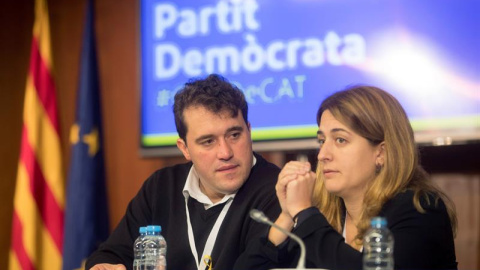 Los coordinadores generales del PDeCat, David Bonvehí y Marta Pascal durante el Consejo Nacional del PDeCat. EFE/Marta Pérez