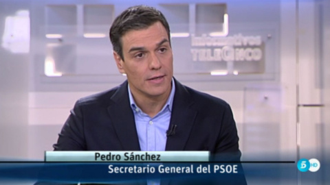 El líder del PSOE, Pedro Sánchez, durante su entrevista en Telecinco.