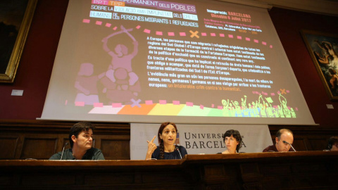 Presentació del Tribunal Permanent dels Pobles, ahir a Barcelona. / FOTOMOVIMIENTO