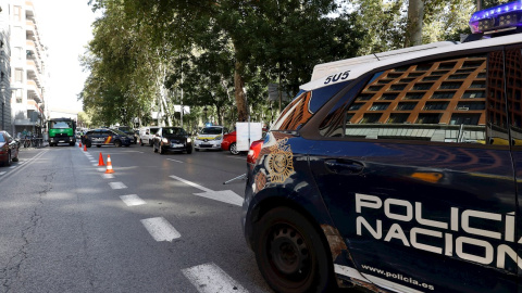 Control policial en la calle Recoletos en Madrid. - EFE/ Zipi