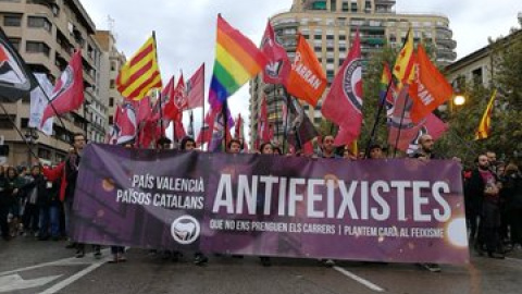 Imatge de la manifestació antifeixista de l'any passat per la Diada del 9-O a València.