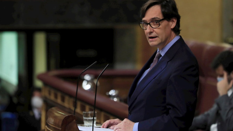 MADRID, 15/10/2020.- El ministro de Sanidad, Salvador Illa, comunica este jueves al pleno del Congreso la declaración del estado de alarma en Madrid, tras lo que tendrá lugar un debate con los grupos parlamentarios. EFE/Fernando Alvarado