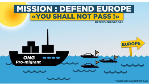 Cartel propagandístico de Defend Europe.