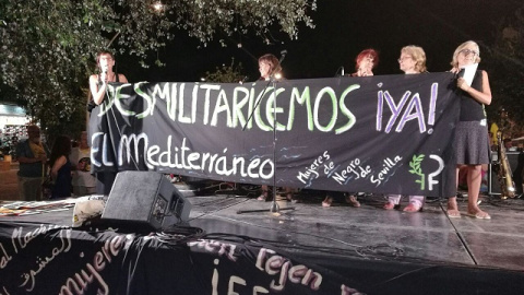 Acte públic a Sevilla dels participants a la caravana cap a la Frontera Sud