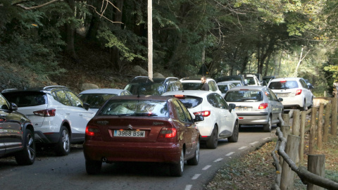 Cues per intentar arribar a l'aparcament del pantà de Santa Fe. ACN/Gemma Aleman