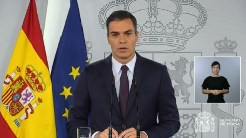 El presidente del Gobierno, Pedro Sánchez, en rueda de prensa. / MONCLOA