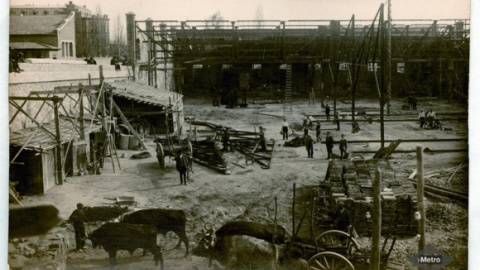 Obras de construcción de las cocheras de Cuatro Caminos. foto Archivo histórico de Metro de Madrid.