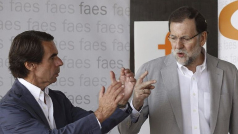 Aznar y Rajoy, en el campus FAES de 2015. EFE