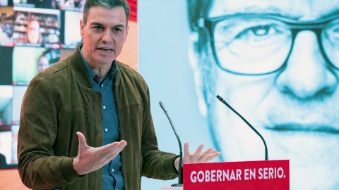 El presidente del Gobierno, Pedro Sánchez, en el acto de presentacion de la candidatura de Ángel Gabilond a la Comunidad de Madrid. EFE/PSOE/Eva Ercolanese