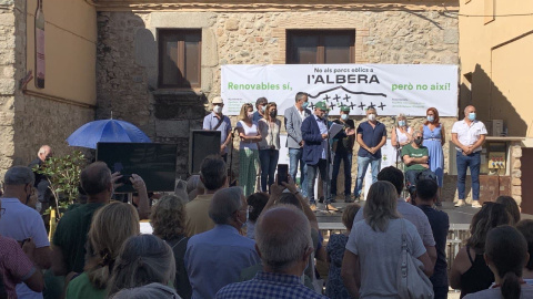 Una imatge de la protesta d'aquest diumenge 5 de setembre contra els projectes eòlics de l'Albera.