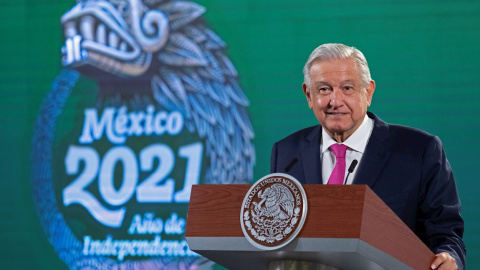 El presidente de México, Andrés Manuel López Obrador, durante una rueda de prensa en Palacio Nacional, en Ciudad de México (México). EFE/Presidencia de México