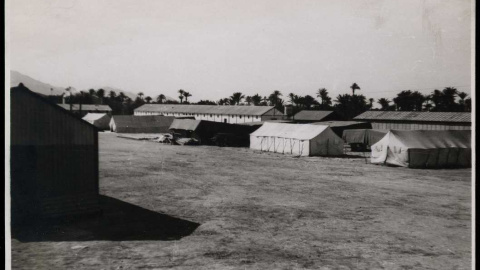 Instalaciones del campo de trabajo republicano, en 1938. / Luis Vidal (Biblioteca Digital Hispánica).