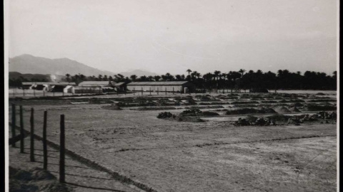 Instalaciones del campo de trabajo republicano, en 1938. / Luis Vidal (Biblioteca Digital Hispánica).