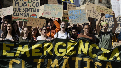 Manifestación de juventud por el clima en Barcelona.