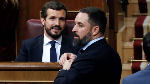 Pablo Casado y Santiago Abascal en el Congreso.- EFE / Archivo