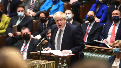 El primer ministro británico, Boris Johnson, durante la sesión de preguntas al presidente.