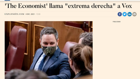 La comentada noticia de 'Expansión' haciéndose eco de una información de 'The Economist' sobre Vox