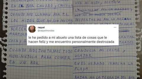 Lista de las cosas que hacen feliz al abuelo de la joven