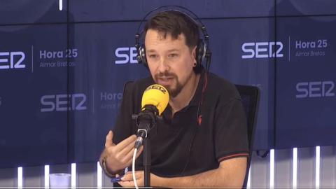 Pablo Iglesias durante su alocución en 'El ágora de Hora 25'.