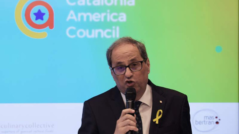 Quim Torra interviene en la inauguración del Consejo Americano de Catalunya (CAC) en Estados Unidos. (LENIN NOLLY | EFE)