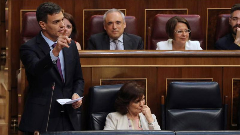 Pedro Sánchez durante la sesión de control al Gobierno de este miércoles. (EFE)