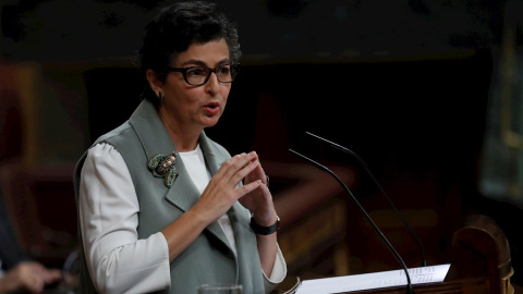 8/10/2020.- La ministra de Exteriores, Arancha González Laya, durante su intervención en el pleno del Congreso de este miércoles.