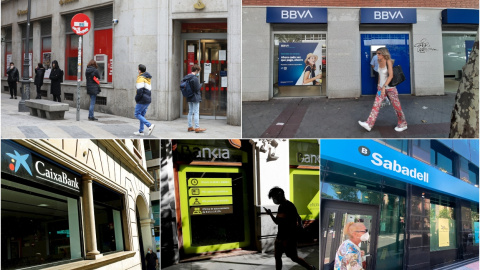 Sucursales de Banco Santander, BBVA, Caixabank, Bankia y Banco Sabadell.