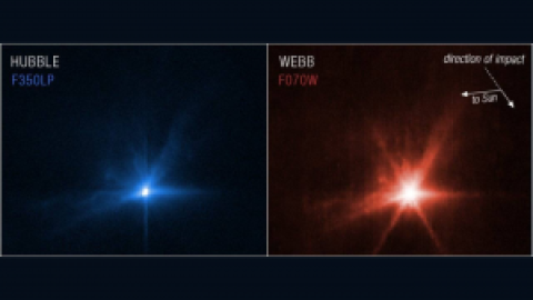 Los telescopios Webb y Hubble captan la colisión de la nave DART contra el asteroide Dimorphos