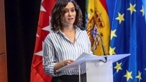 La presidenta de la Comunidad de Madrid, Isabel Diaz Ayuso, durante el acto de apertura del curso academico 2021 - 2022 de las universidades de Madrid.