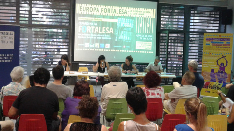 Presentació de l'estudi 'Expandint la fortalesa. Les polítiques d'externalització de les fronteres UE', aquest dijous 28 de juny, a Barcelona. / MF.