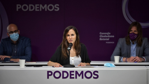 Ione Belarra durante su primera intervención como secretaria general de Podemos en el Consejo Ciudadano Estatal.