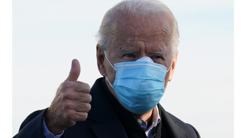 El candidato presidencial demócrata de Estados Unidos, Joe Biden, en el día de las elecciones en Wilmington, Delaware.