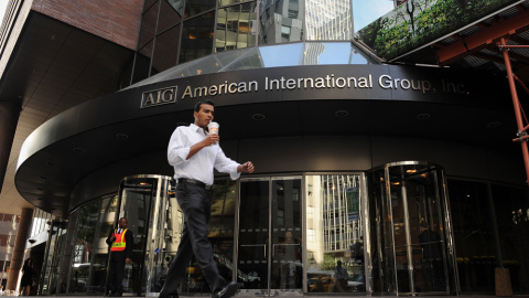 La sede de la aseguradora American International Group (AIG), en Manhattan, Nueva York, en septiembre de 2008. AFP PHOTO/Stan Honda