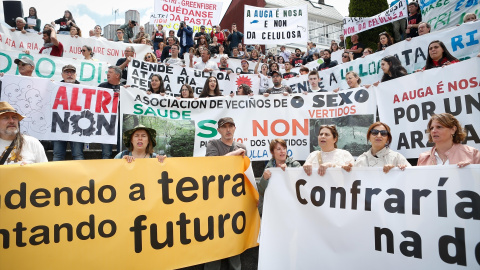 26 de mayo de 2024. Manifestación contra la multinacional Altri el pasado mes de mayo en Palas de Rei, Lugo.