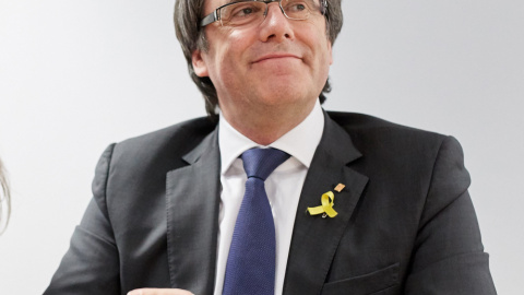 El expresident de la Generalitat Carles Puigdemont durante una reunión en Berlín. EFE