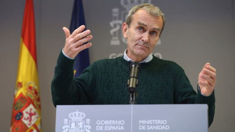 El director del Centro de Coordinación de Alertas y Emergencias Sanitarias, Fernando Simón, ofrece una rueda de prensa en la sede del Ministerio de Sanidad, este lunes en Madrid.