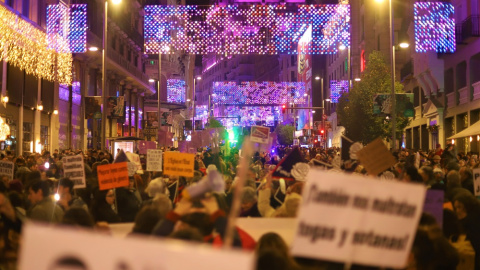 Imagen de la marcha principal contra la violencia machista este 25N en el centro de Madrid.