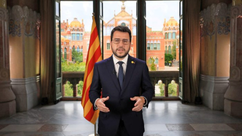 Pere Aragonès, durant el seu missatge instucional per la Diada Nacional de Catalunya d'aquest 2021.