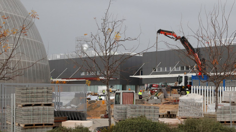 Vista de las obras de construcción del hospital de pandemias y emergencias Isabel Zendal en Valdebebas, Madrid.