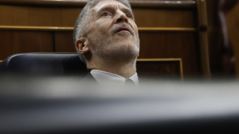 El ministro del Interior, Fernando Grande-Marlaska, durante la sesión de control al Gobierno, en el Congreso. EFE/ JUAN CARLOS HIDALGO