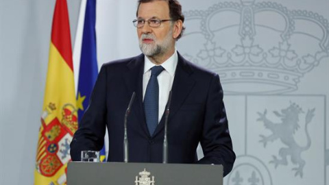 Mariano Rajoy en un momento de su declaración institucional en la que anunció la aplicación del artículo 155. EFE/Archivo