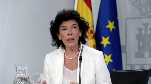 29/06/2018.- La portavoz del Gobierno, Isabel Celaá, durante la rueda de prensa que ofrece hoy en Madrid posterior al Consejo de Ministros. EFE/ Zipi