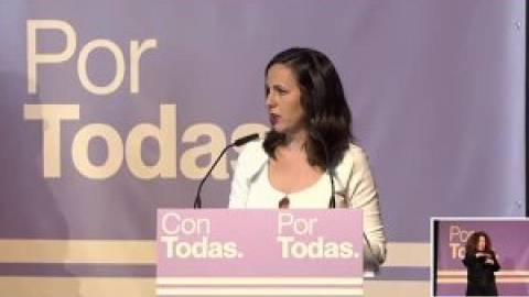 Irene Montero llama a la unidad del feminismo para avanzar en derechos y pide al PSOE que esté a la altura