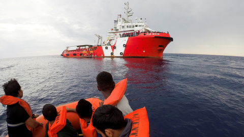 Imagen de archivo de un rescate en el Mediterráneo.