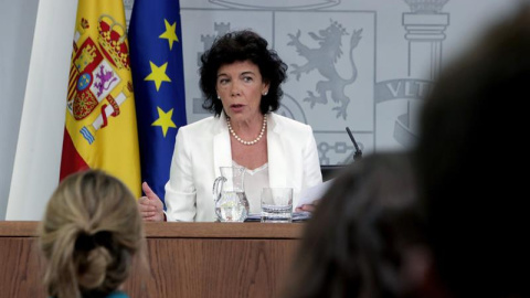 GRAF684. MADRID, 29/06/2018.- La portavoz del Gobierno, Isabel Celaá, durante la rueda de prensa que ofrece hoy en Madrid posterior al Consejo de Ministros. EFE/ Zipi