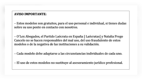 Advertencia de los documentos de la web