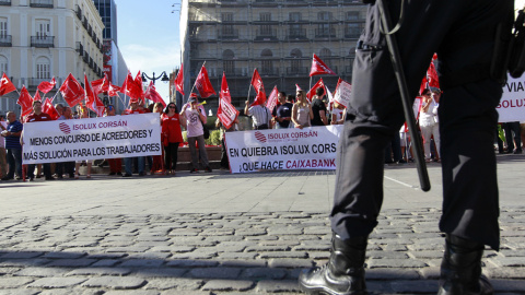 Manifestación de trabajadores de Isolux en Madrid. EFE