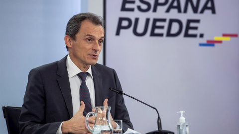 El ministro de Ciencia, Pedro Duque durante la rueda de prensa tras el Consejo de Ministros celebrado en el Palacio de La Moncloa este martes.